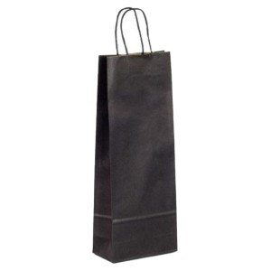 BOLSA VINO KRAFT NEGRO 16 7X39 ASA RIZADA C250