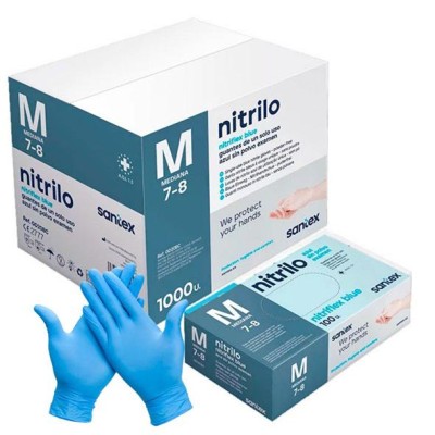 GUANTES NITRILO ECO AZUL M  100UDS 