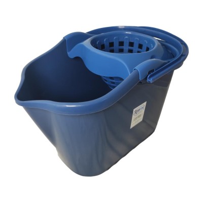 CUBO CON ESCURRIDOR OVALADO AZUL 14L